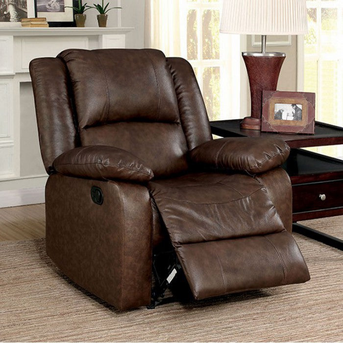 Kris Transitional Style Brown Recliner