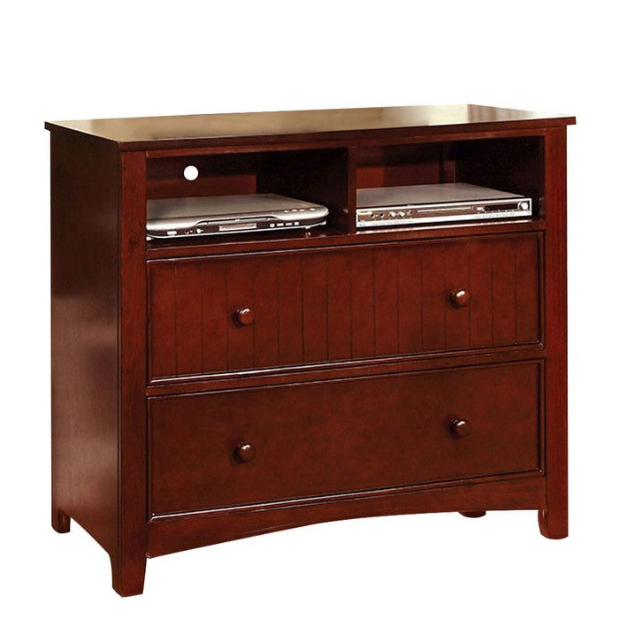 Spacious Wooden Media Chest, Cherry Brown