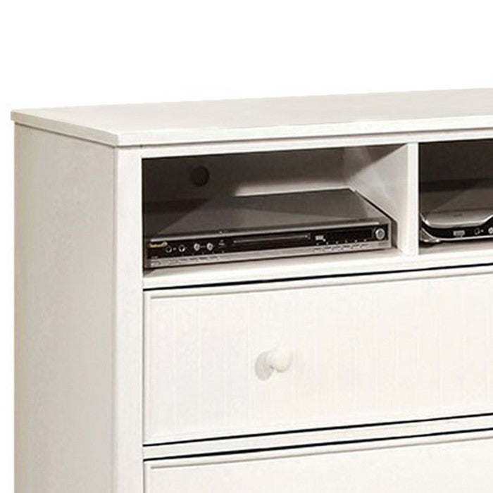 Contemporary Style Wooden Media Chest, White