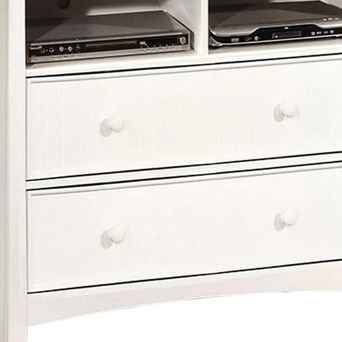 Contemporary Style Wooden Media Chest, White