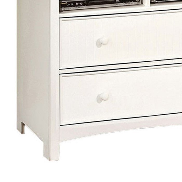 Contemporary Style Wooden Media Chest, White