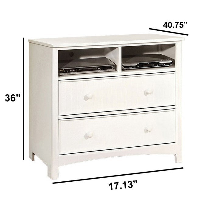 Contemporary Style Wooden Media Chest, White