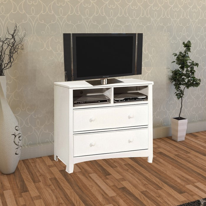 Contemporary Style Wooden Media Chest, White