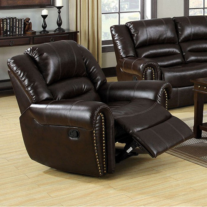 Dudhop Transitional Style Dark Brown Recliner
