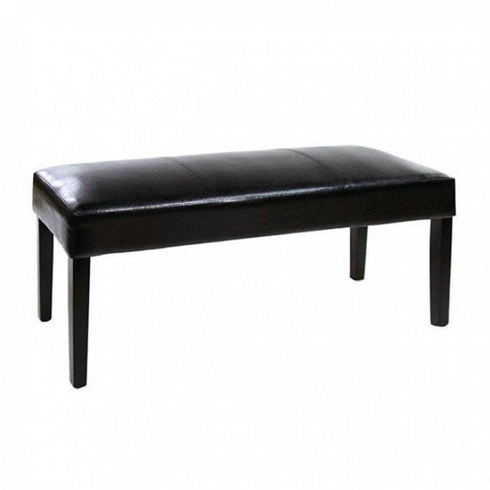 Boulder I Contemporary Leatherette Bench, Black