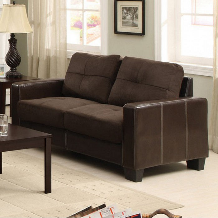 Laverne Contemporary Style Love Seat , Chocolate, Espresso