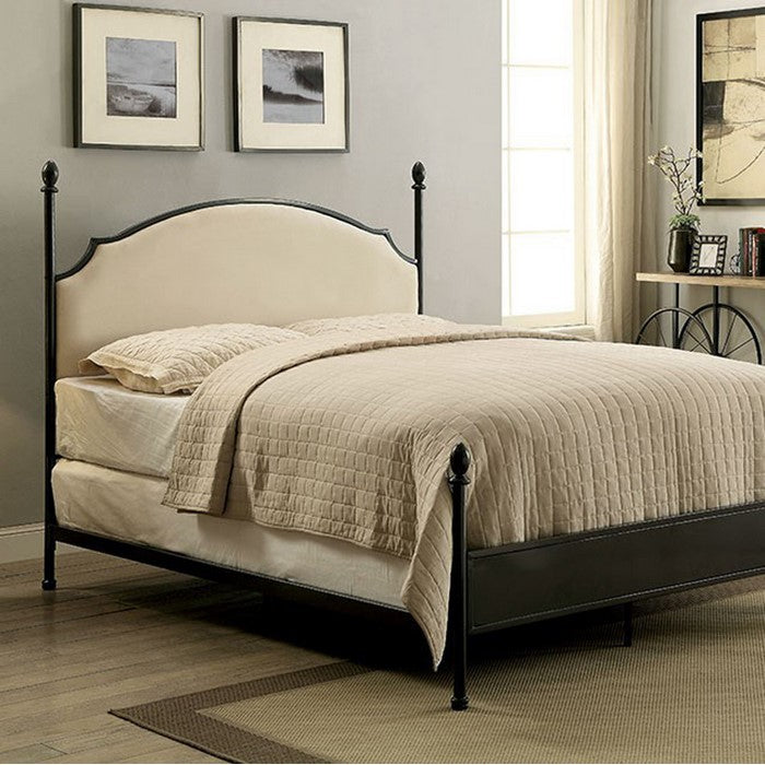 Transitional Full Size Bed with Ball Finials, Black