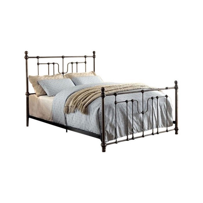 Contemporary Metal Queen Bed, Black
