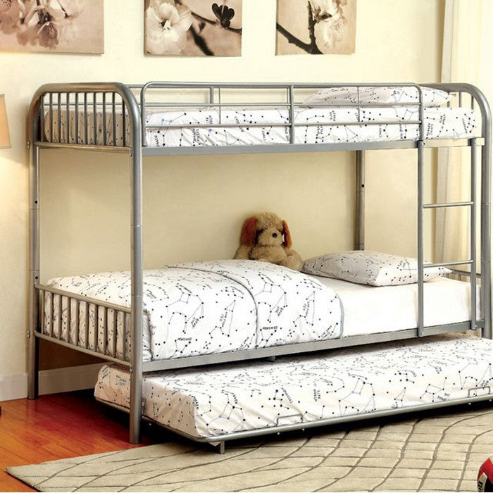 Elegant Metal Twin/Twin Bunk Bed, Silver