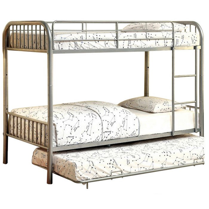 Elegant Metal Twin/Twin Bunk Bed, Silver