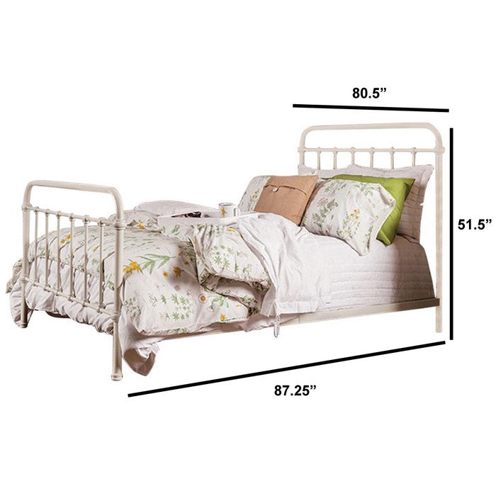 Powder Coated Metal Eastern King Platform Bed, White