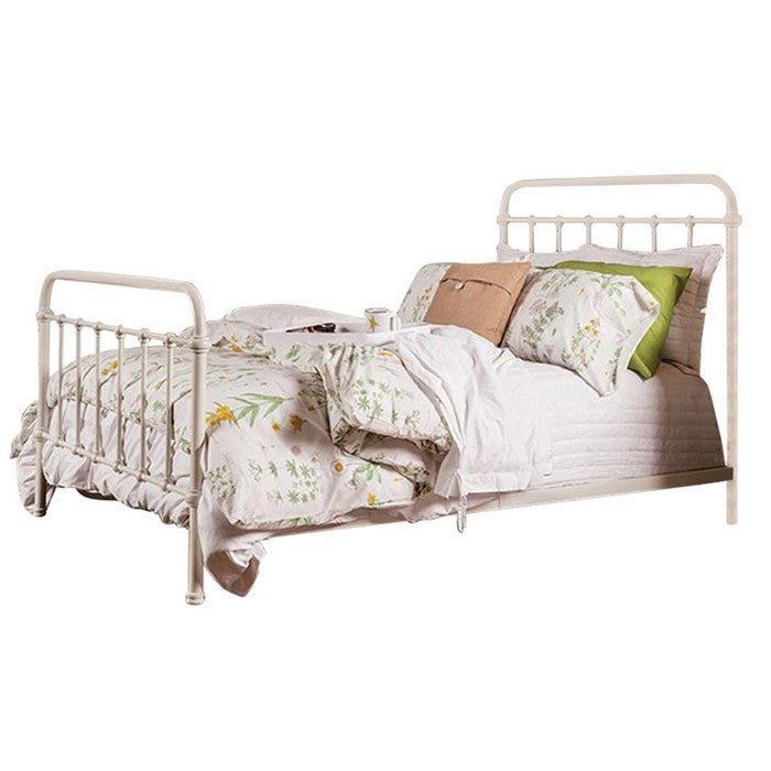 Powder Coated Metal Eastern King Platform Bed, White