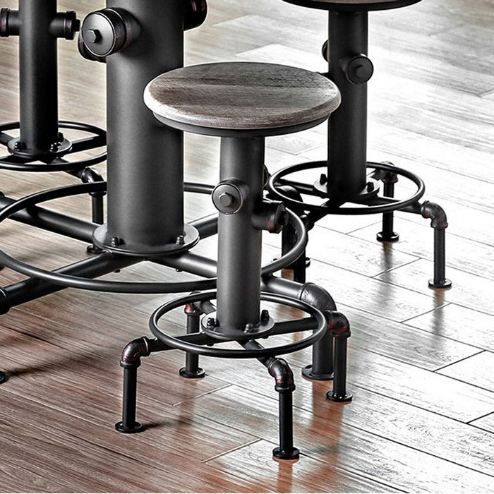 Foskey Industrial Counter Hydrant Chair Set Of 2, Antique Black