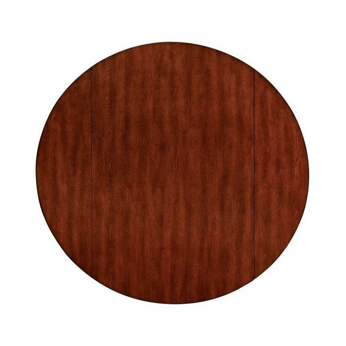Transitional Style Round Dining Table With Drop Leaf Top, Brown