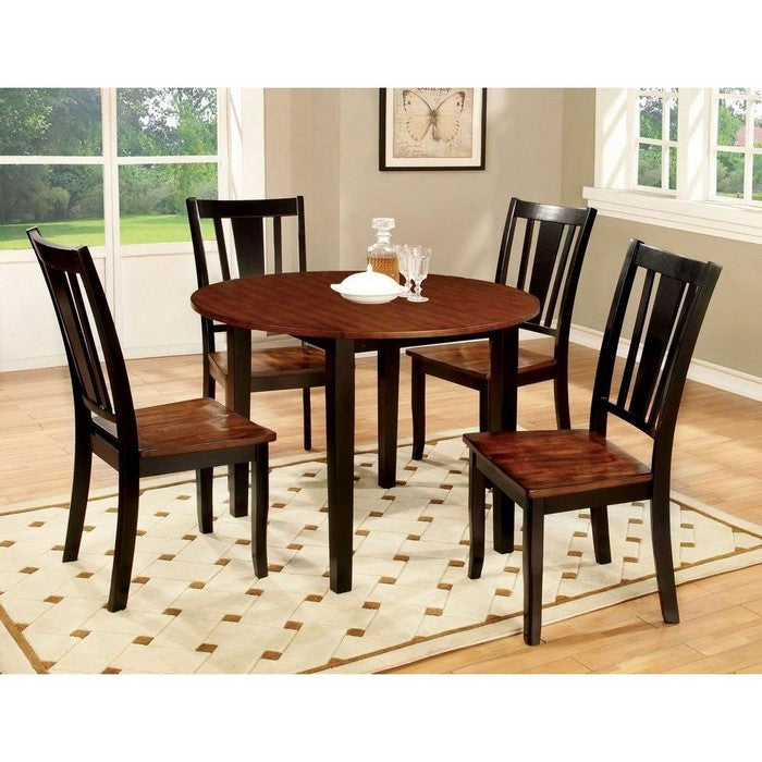 Transitional Style Round Dining Table With Drop Leaf Top, Brown