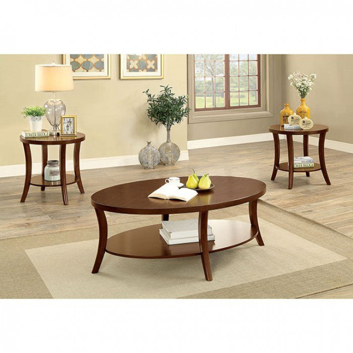 Paola Transitional 3 Piece Table Set , Brown Cherry