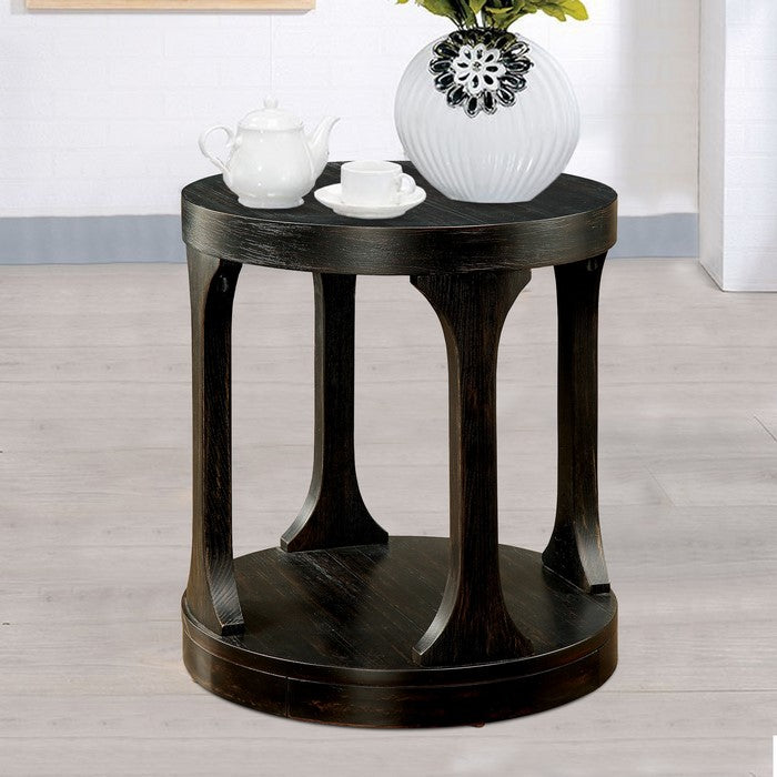 Carrie Transitional End Table, Antique Black