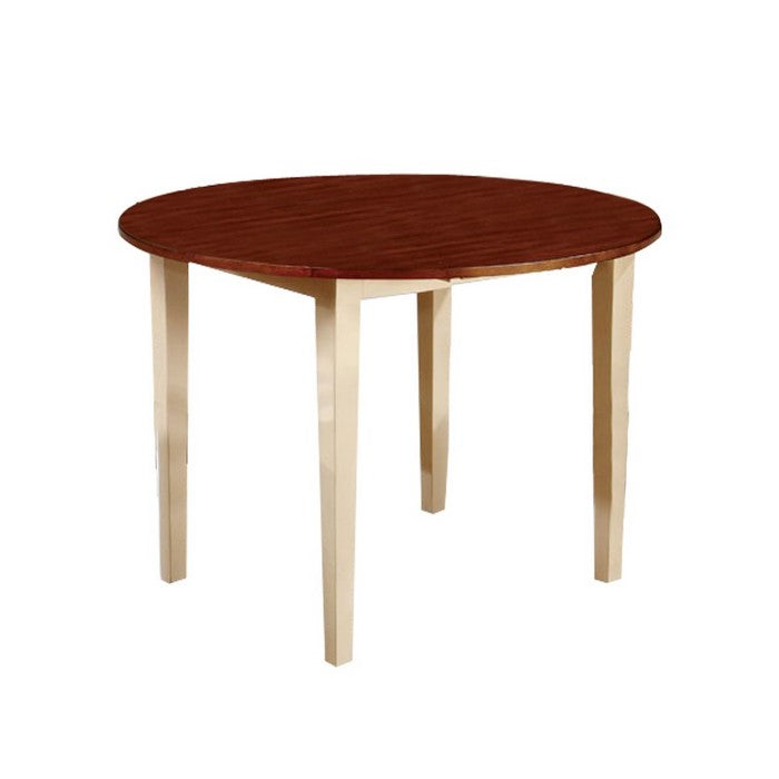Dover Transitional Dining Table, Vintage White & Cherry