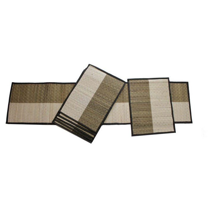 Benzara Hand Crafted Set Of 6 Tablemats/ Placemats And Table Runner, Multicolor