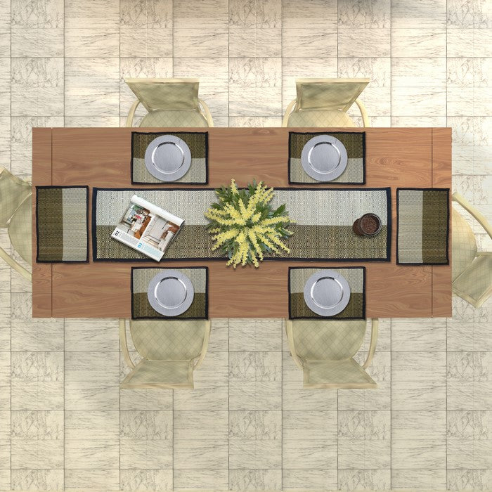 Benzara Hand Crafted Set Of 6 Tablemats/ Placemats And Table Runner, Multicolor
