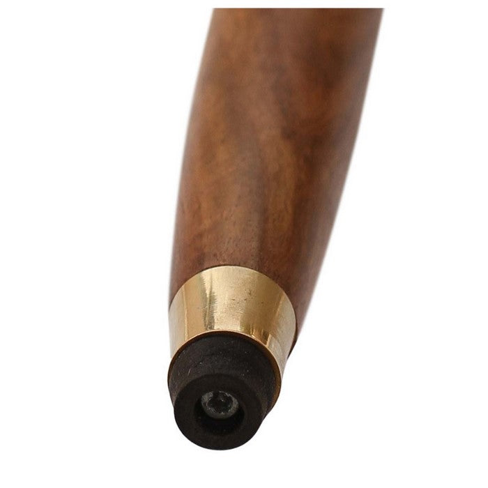 Benzara Wooden Walking Stick Cane With Brass Knob, Brown And Gold