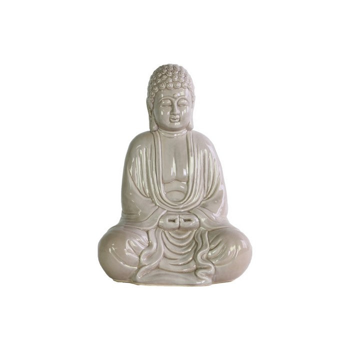 Peaceful Buddha Figurine in Mida-No Jouin Mudra - Cream - Benzara