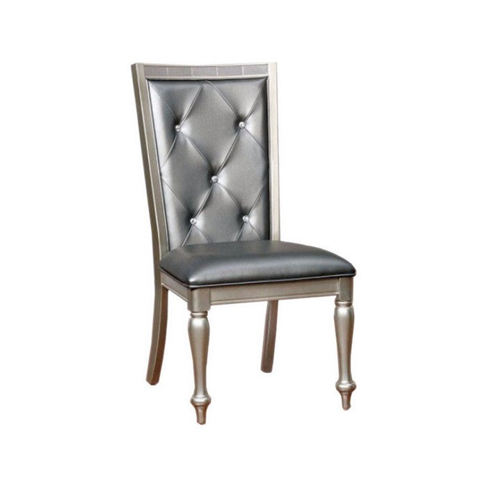 Sarina Contemporary Side Chair, Silver Gray Finish, Set Of 2