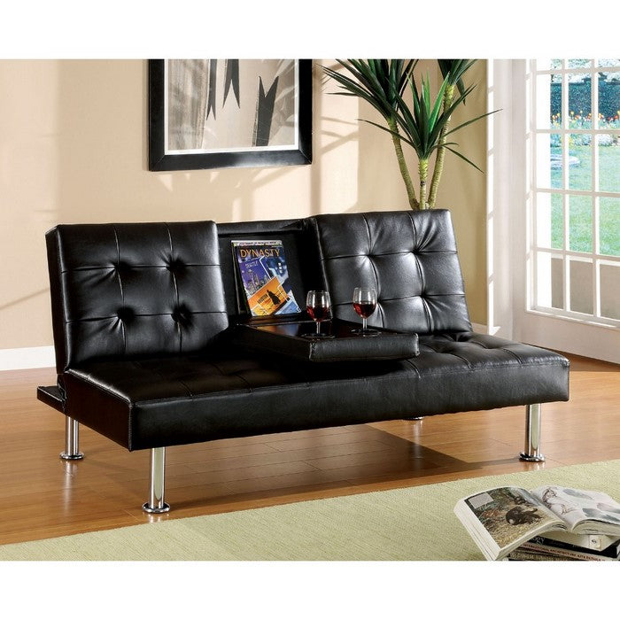 Orinda Contemporary Leatherette Futon Sofa