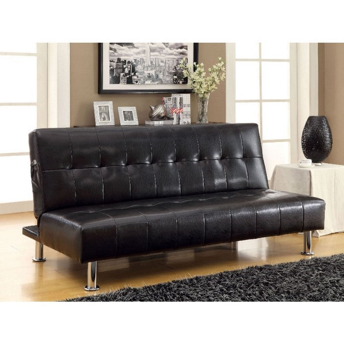 Bulle Contemporary Sofa Futon, Black Finish