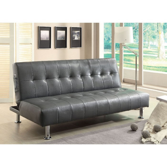 Bulle Contemporary Sofa Futon, Gray Finish