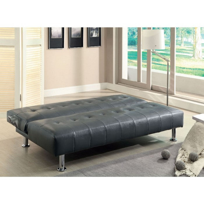 Bulle Contemporary Sofa Futon, Gray Finish