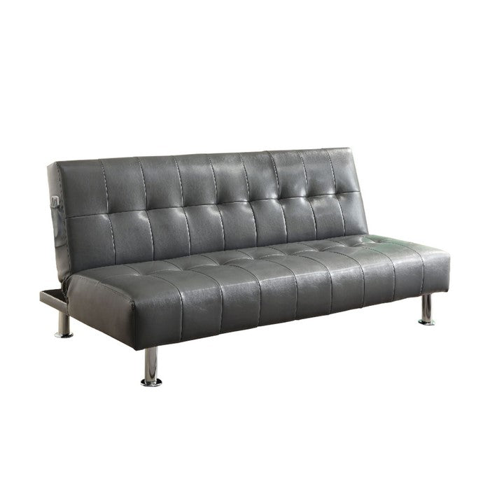 Bulle Contemporary Sofa Futon, Gray Finish