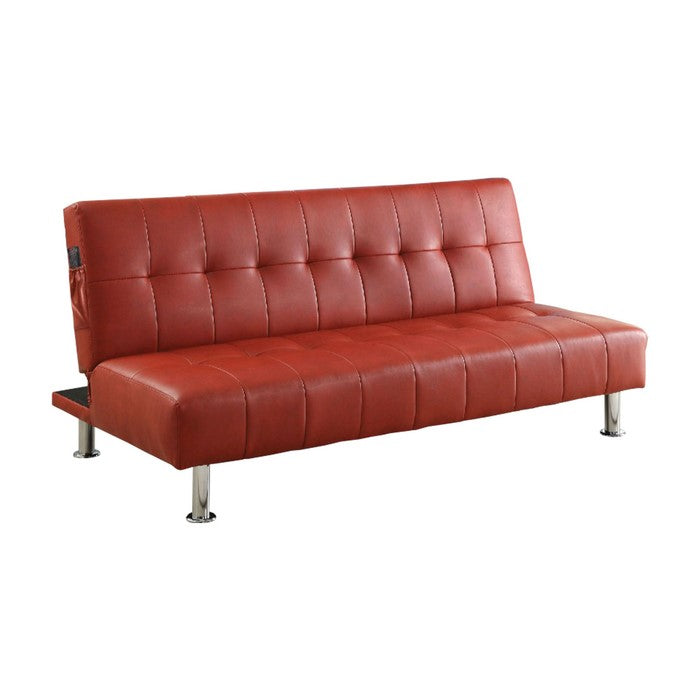 Bulle Contemporary Sofa Futon, Red Finish