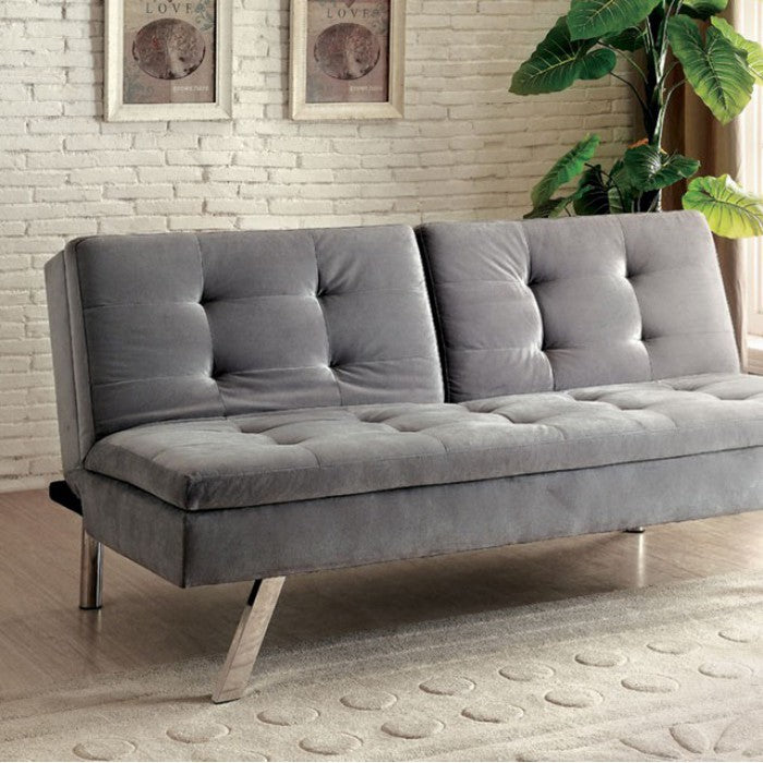 Valier Contemporary Sofa Futon, Gray Finish