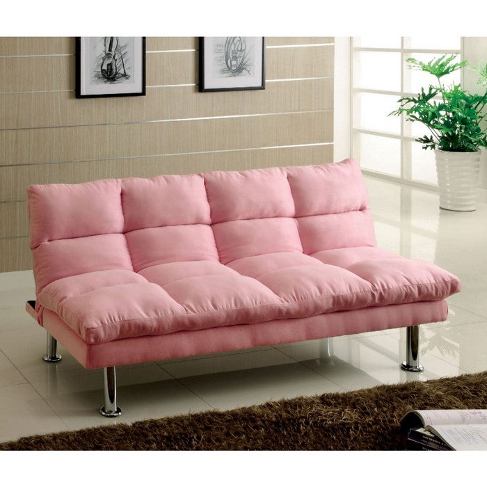 Saratoga Contemporary Saratoga Micro-Fiber Sofa Futon Cal Foam, Pink Finish