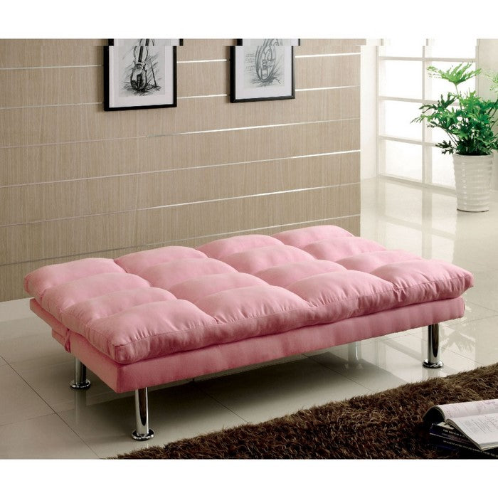 Saratoga Contemporary Saratoga Micro-Fiber Sofa Futon Cal Foam, Pink Finish
