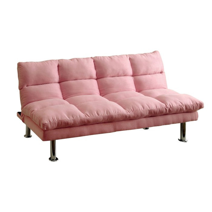Saratoga Contemporary Saratoga Micro-Fiber Sofa Futon Cal Foam, Pink Finish