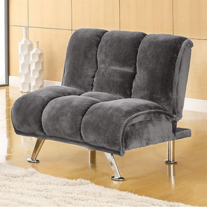 Marbelle Contemporary Single Sofa Chair Withgrey Plush Flannelette Fabric