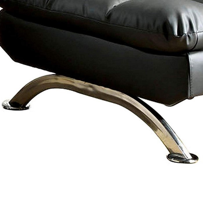 Aristo Contemporary Aristo Single Sofa Chair With Leather Black Finish