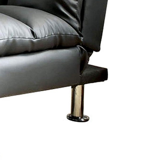 Aristo Contemporary Aristo Single Sofa Chair With Leather Black Finish