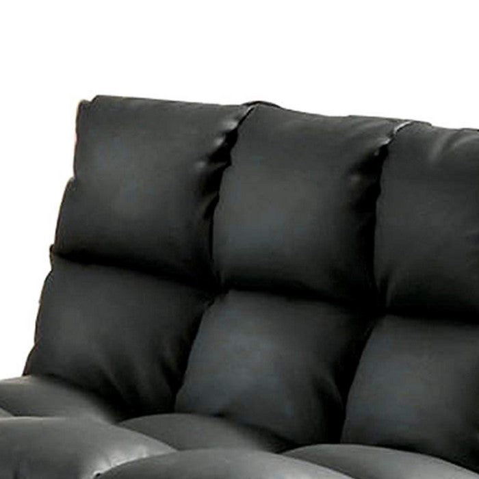 Aristo Contemporary Aristo Single Sofa Chair With Leather Black Finish
