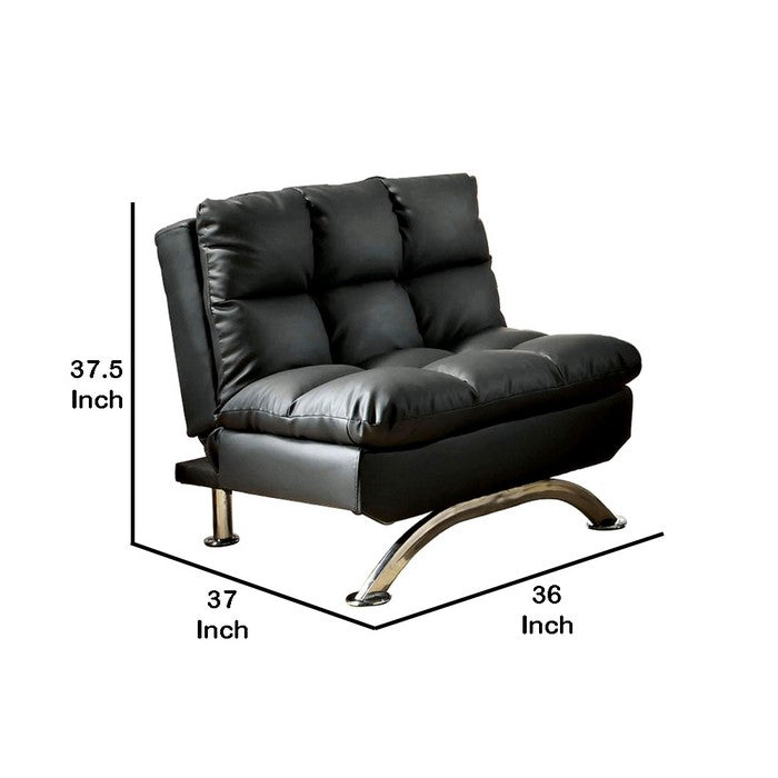 Aristo Contemporary Aristo Single Sofa Chair With Leather Black Finish
