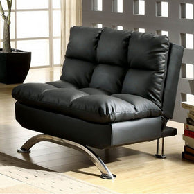 Aristo Contemporary Aristo Single Sofa Chair With Leather Black Finish
