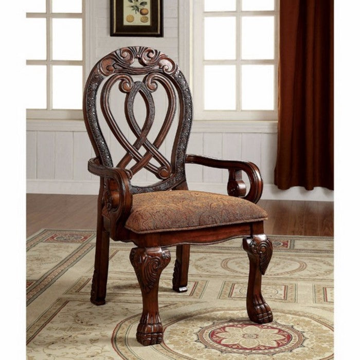 Wyndmere Traditional Arm Chair, Cherry Finish, Set Of 2