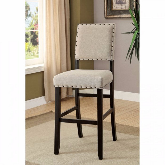 Sania II Rustic Bar Chair In Ivory Linen, Black Set Of 2