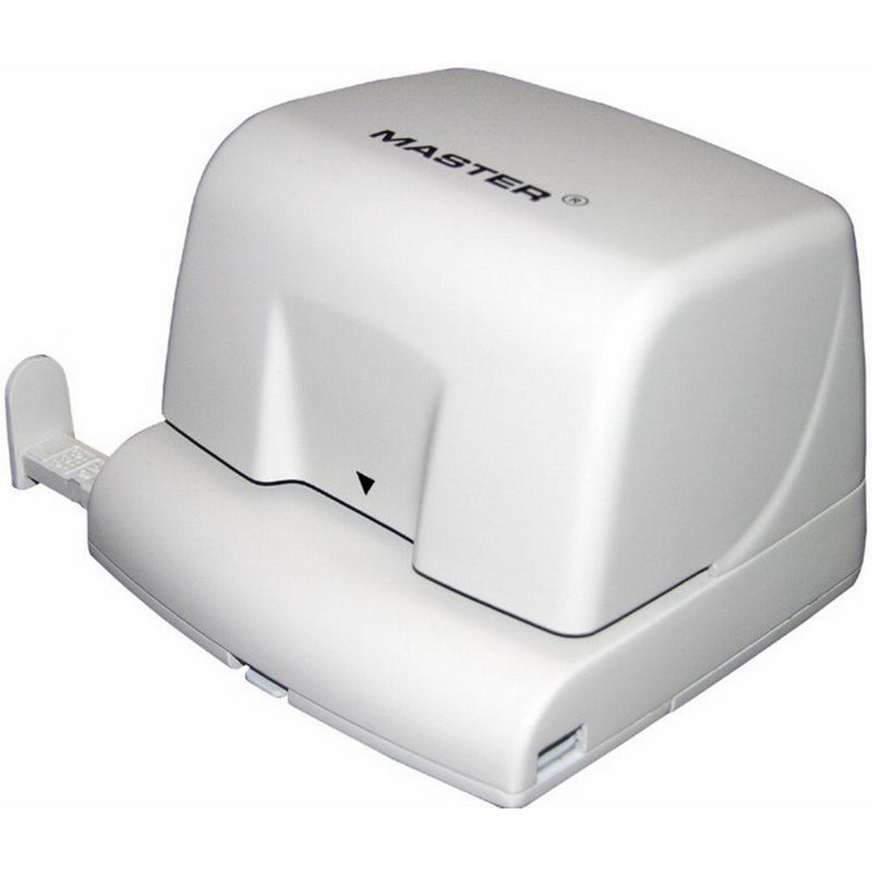 Master EP210 Electric Hole Punch; Punches Up To 12 sheets of 20 lb Paper; Punches Standard 2-hole Pattern with 2 3/4" Centers; 1/4" Hole Diameter