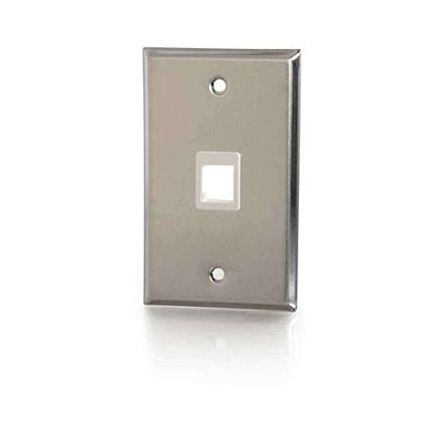 C2G/Cables to Go 37093 One Port Keystone Single Gang Wall Plate, Stainless Steel, TAA Compliant