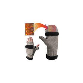 Heat Factory Fleece-Lined Ragg Wool Gloves with Fold-Back Finger Caps and Hand Heat Warmer Pockets, Women's