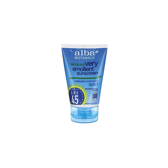 Alba Botanica Very Emollient, Sport Sunscreen SPF 45 4 oz (Pack of 3)