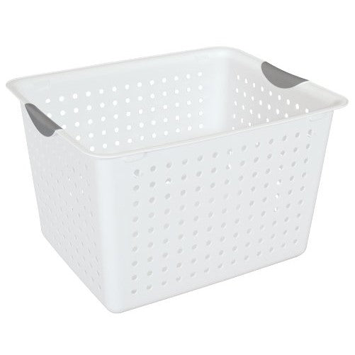 Sterilite 16288006 Deep Ultra Basket, White Basket w/ Titanium Inserts, 6-Pack